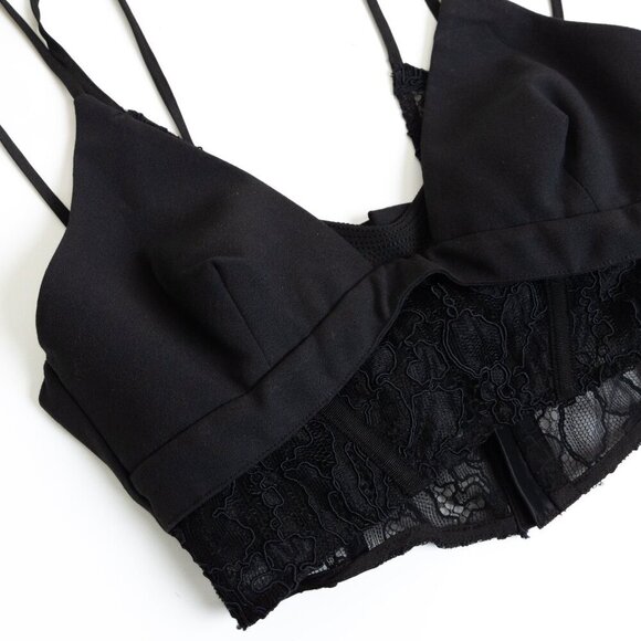 Jonathan Simkhai Lace Layered Top Bra Teegan Black - Picture 7 of 14